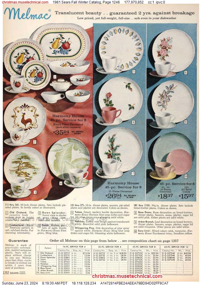 1961 Sears Fall Winter Catalog, Page 1246