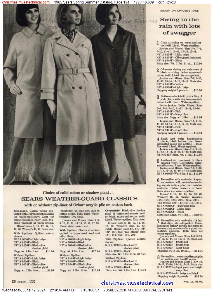 1965 Sears Spring Summer Catalog, Page 134