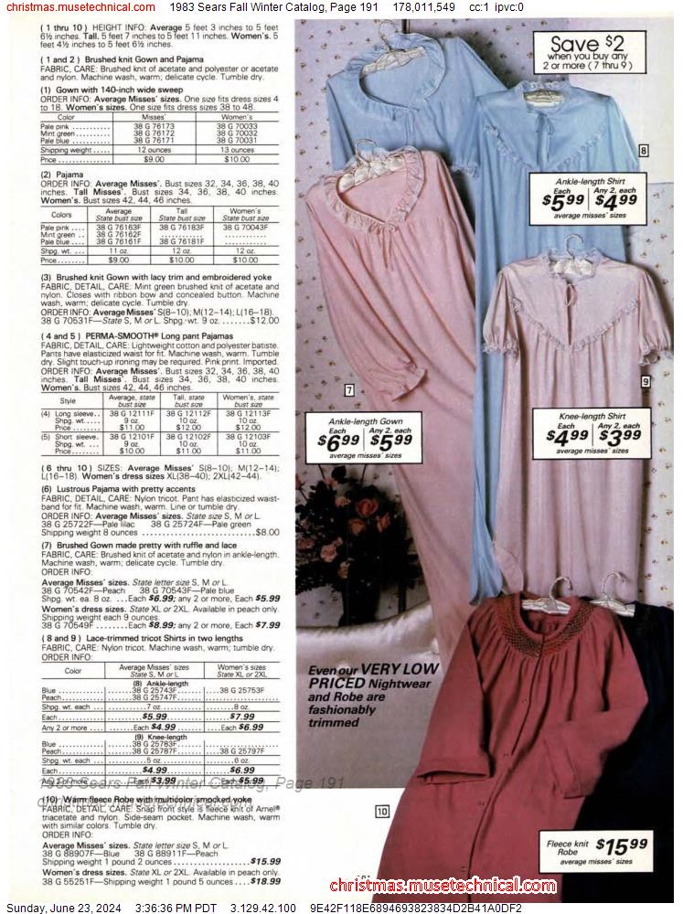 1983 Sears Fall Winter Catalog, Page 191