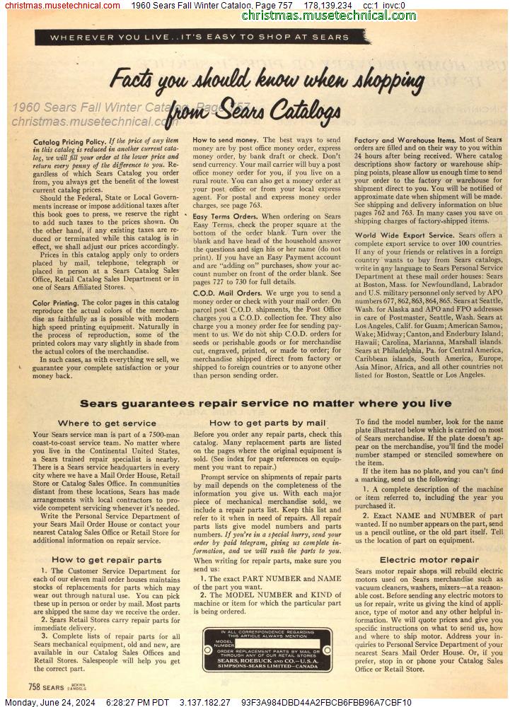 1960 Sears Fall Winter Catalog, Page 757