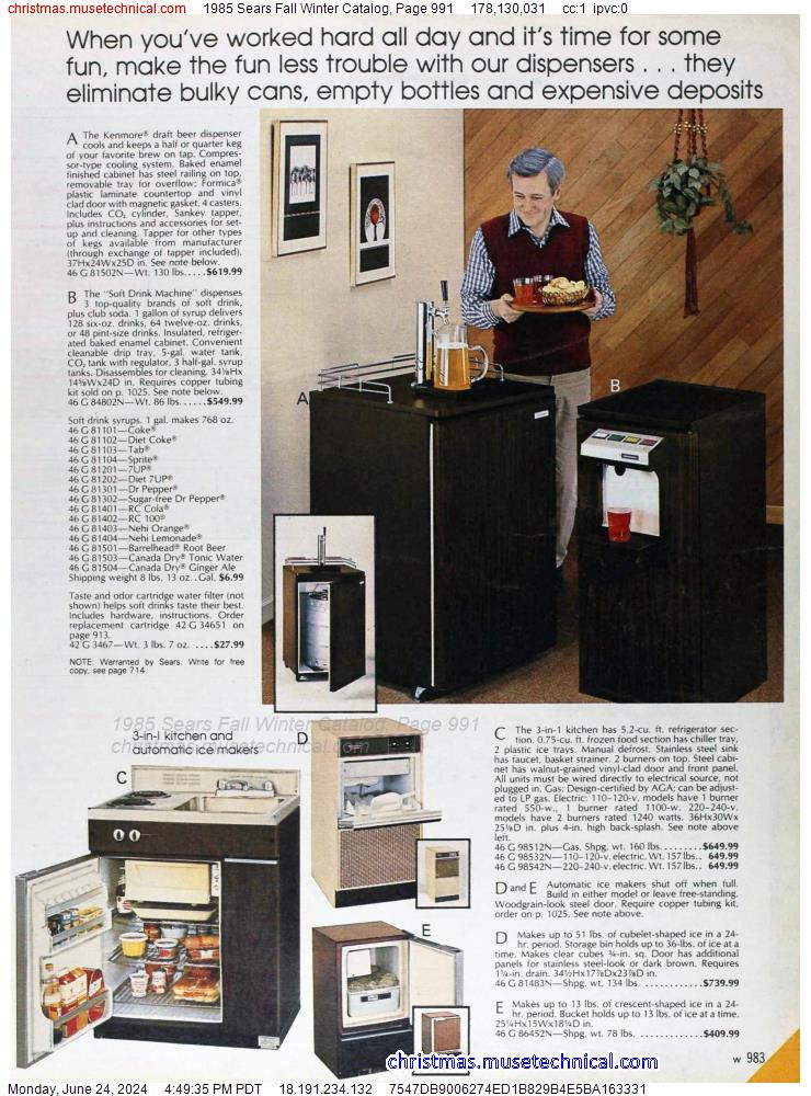 1985 Sears Fall Winter Catalog, Page 991