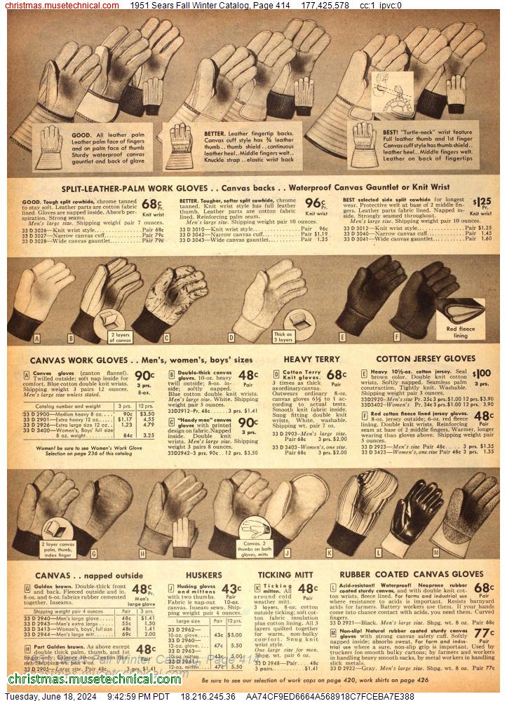 1951 Sears Fall Winter Catalog, Page 414