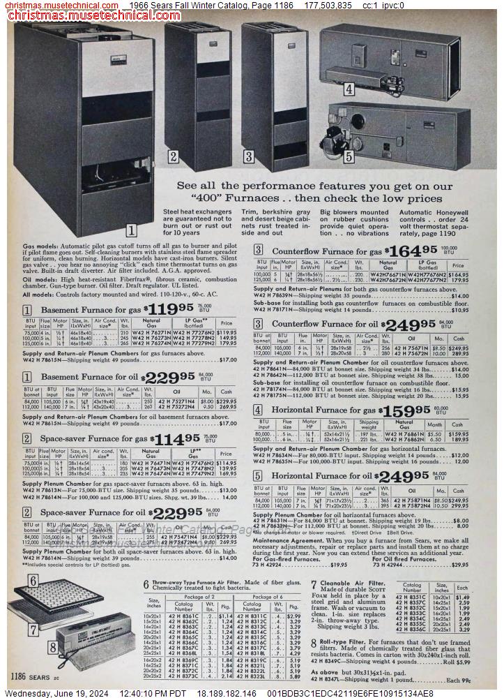 1966 Sears Fall Winter Catalog, Page 1186