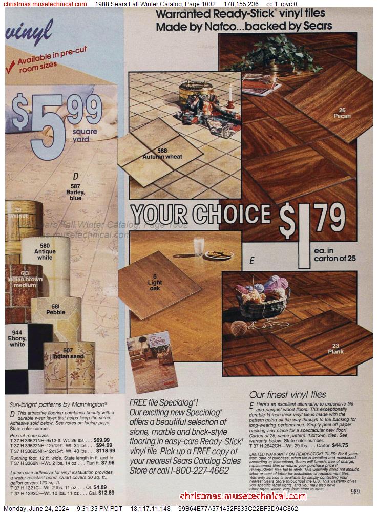 1988 Sears Fall Winter Catalog, Page 1002