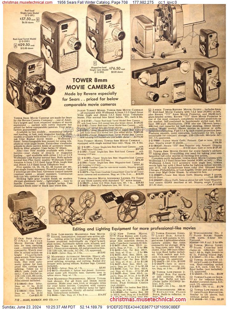 1956 Sears Fall Winter Catalog, Page 708