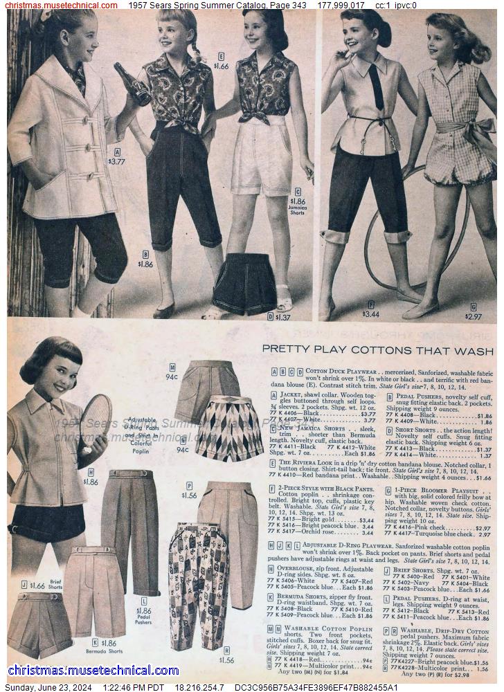 1957 Sears Spring Summer Catalog, Page 343