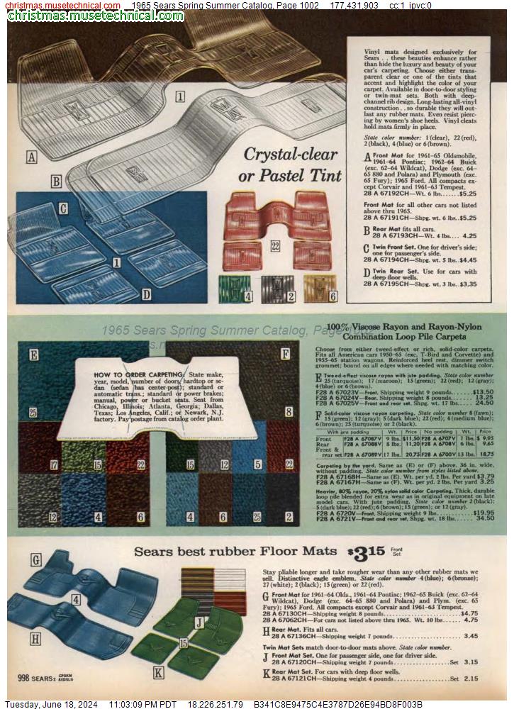 1965 Sears Spring Summer Catalog, Page 1002