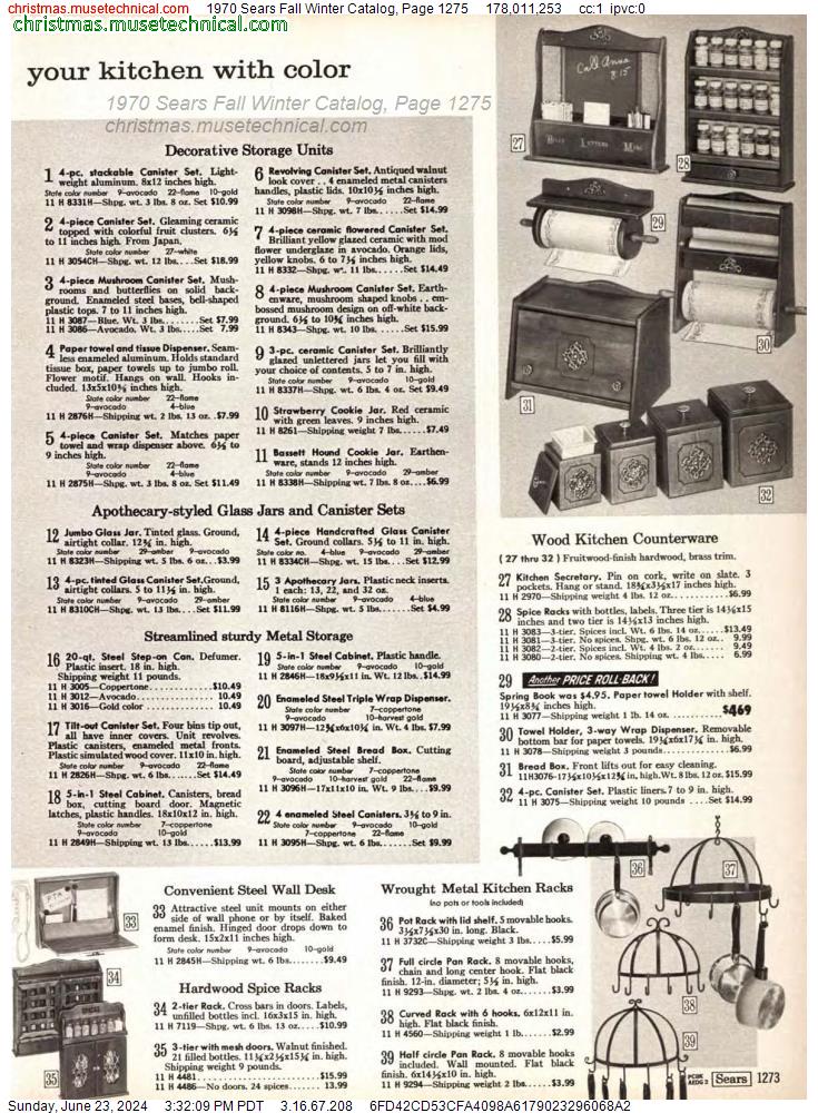 1970 Sears Fall Winter Catalog, Page 1275
