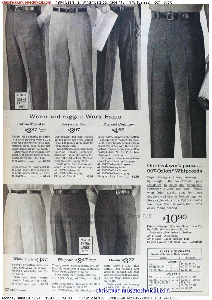 1964 Sears Fall Winter Catalog, Page 715