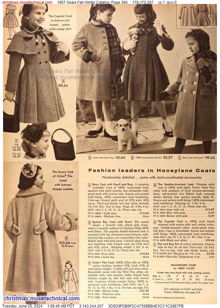 1957 Sears Fall Winter Catalog, Page 390