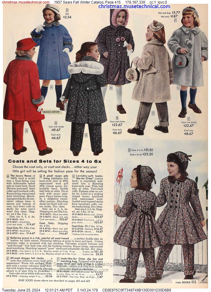 1957 Sears Fall Winter Catalog, Page 415