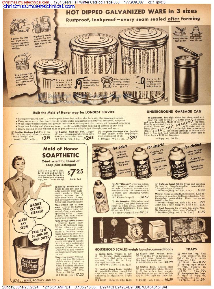 1951 Sears Fall Winter Catalog, Page 868