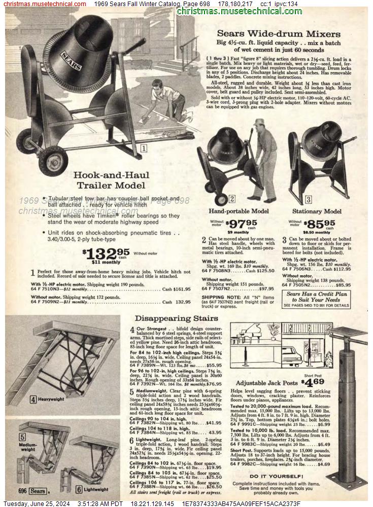 1969 Sears Fall Winter Catalog, Page 698