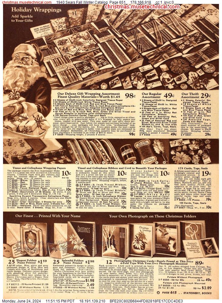 1940 Sears Fall Winter Catalog, Page 651