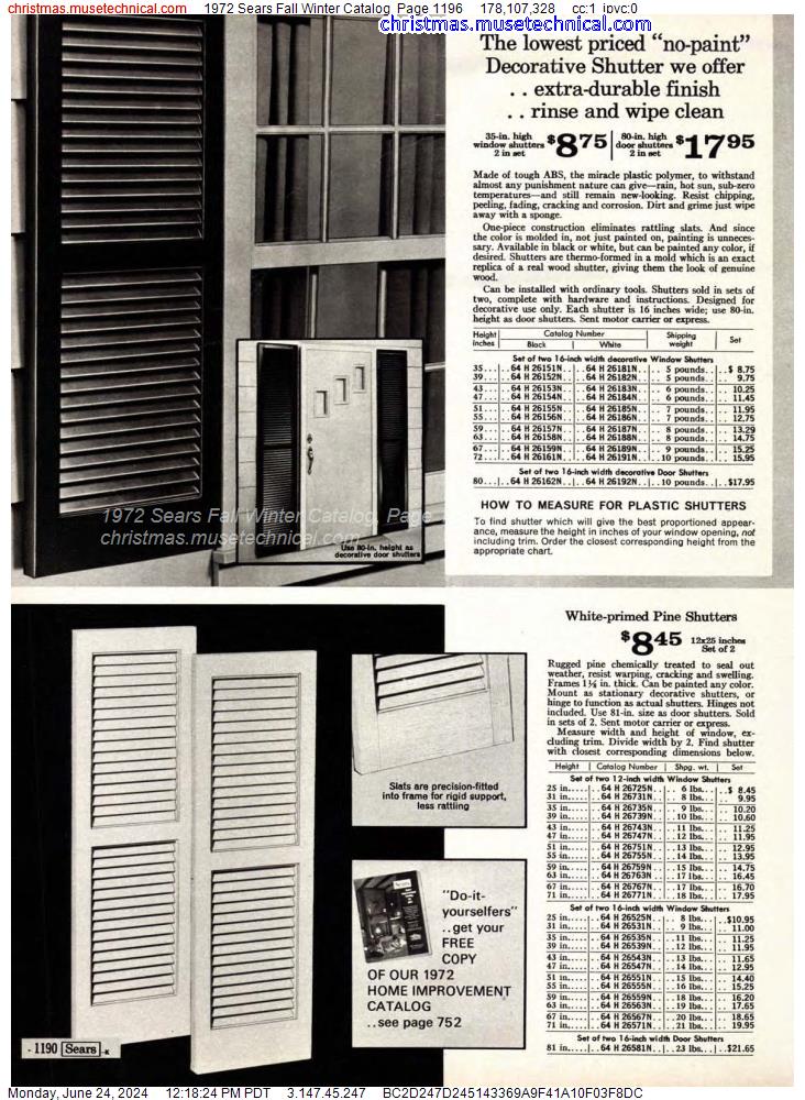 1972 Sears Fall Winter Catalog, Page 1196