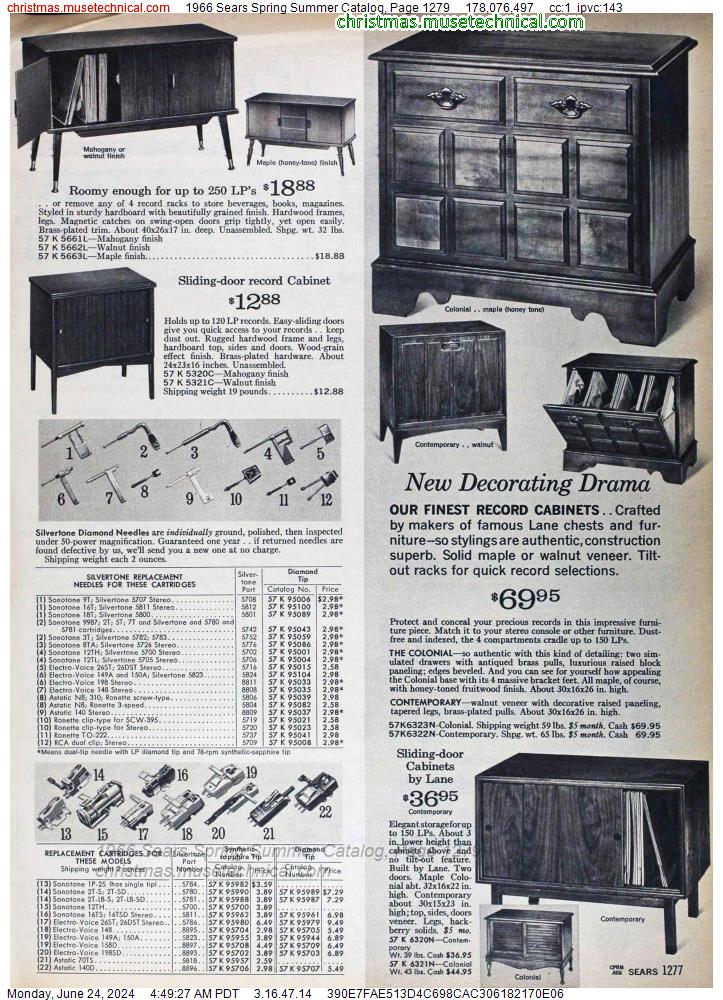 1966 Sears Spring Summer Catalog, Page 1279