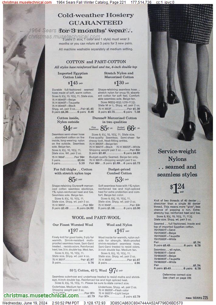 1964 Sears Fall Winter Catalog, Page 221