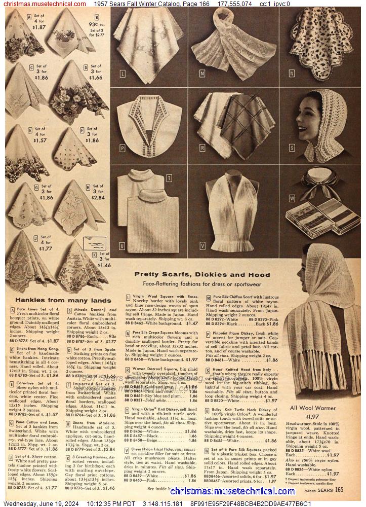 1957 Sears Fall Winter Catalog, Page 166