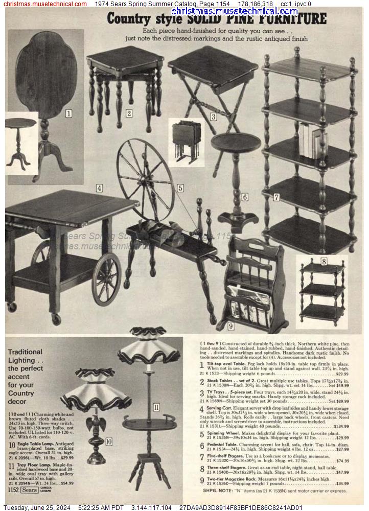 1974 Sears Spring Summer Catalog, Page 1154