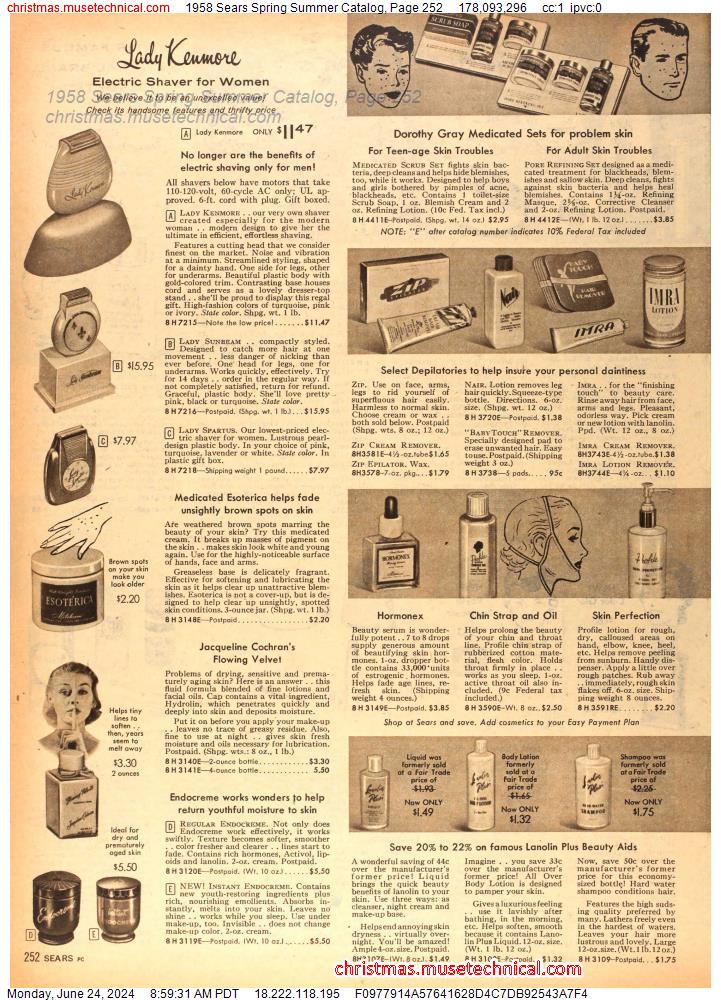 1958 Sears Spring Summer Catalog, Page 252