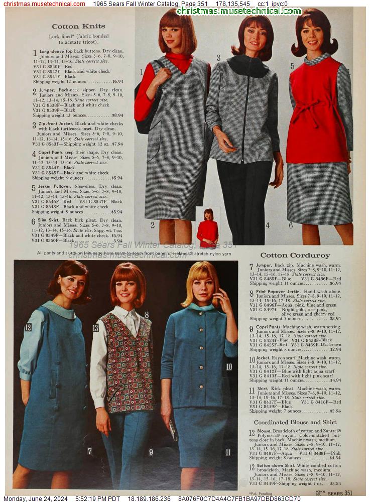 1965 Sears Fall Winter Catalog, Page 351