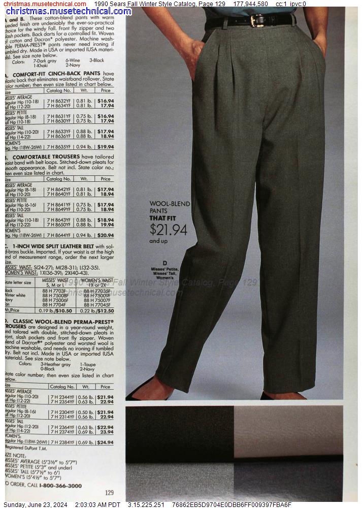 1990 Sears Fall Winter Style Catalog, Page 129