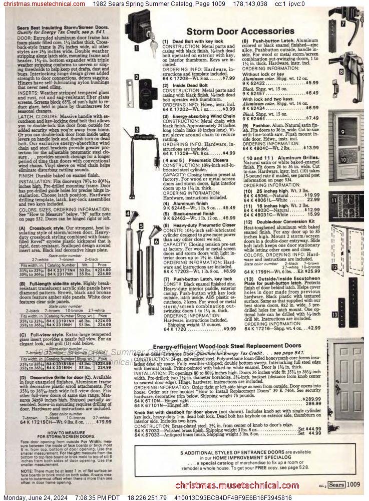 1982 Sears Spring Summer Catalog, Page 1009
