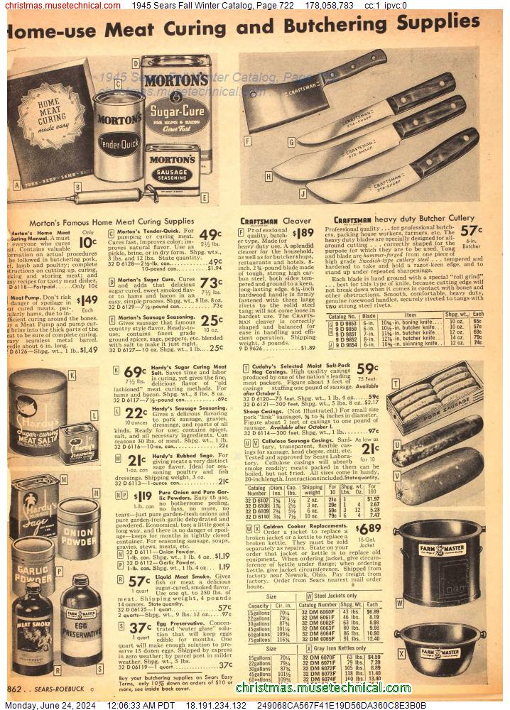 1945 Sears Fall Winter Catalog, Page 722