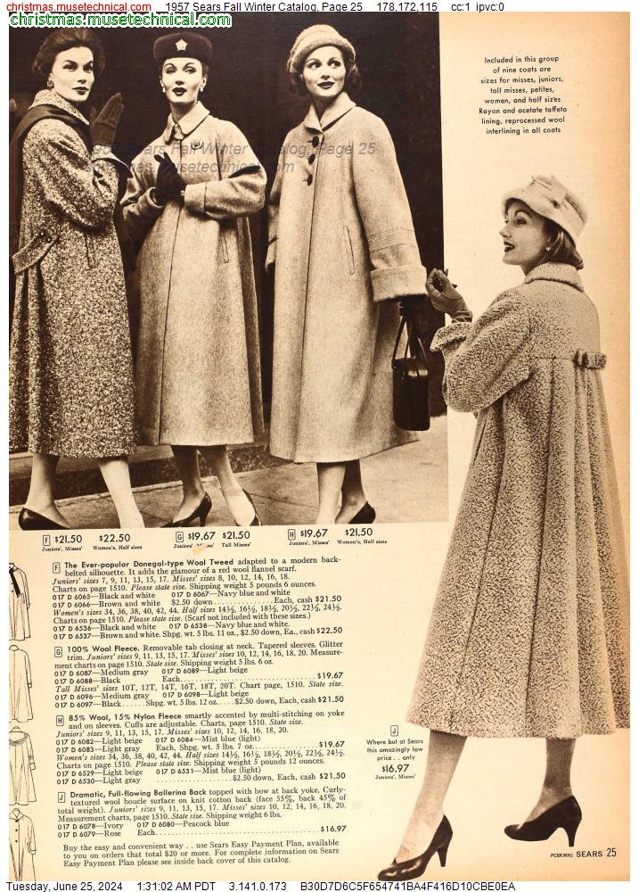 1957 Sears Fall Winter Catalog, Page 25