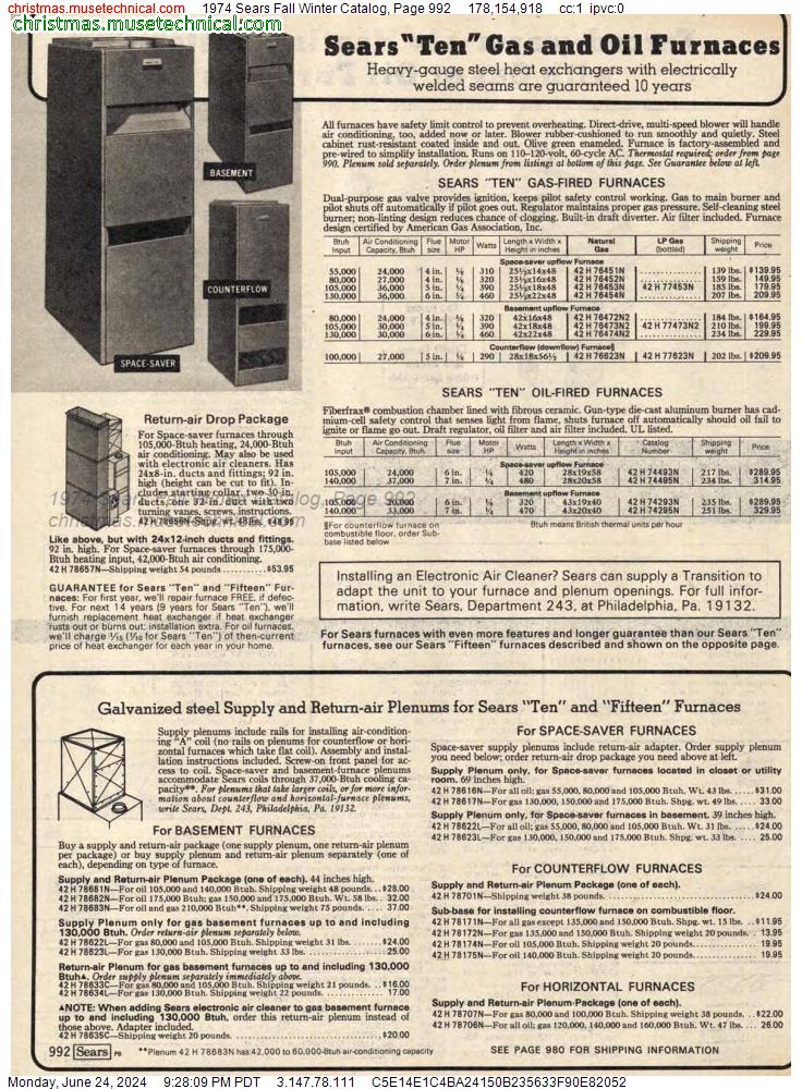 1974 Sears Fall Winter Catalog, Page 992