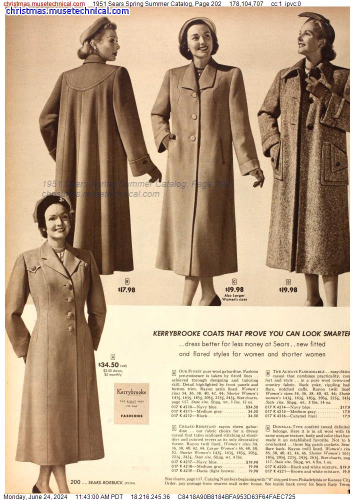 1951 Sears Spring Summer Catalog, Page 202