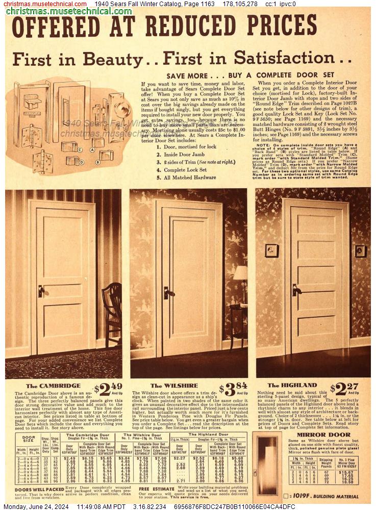 1940 Sears Fall Winter Catalog, Page 1163