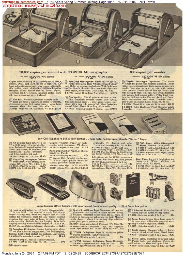 1960 Sears Spring Summer Catalog, Page 1015