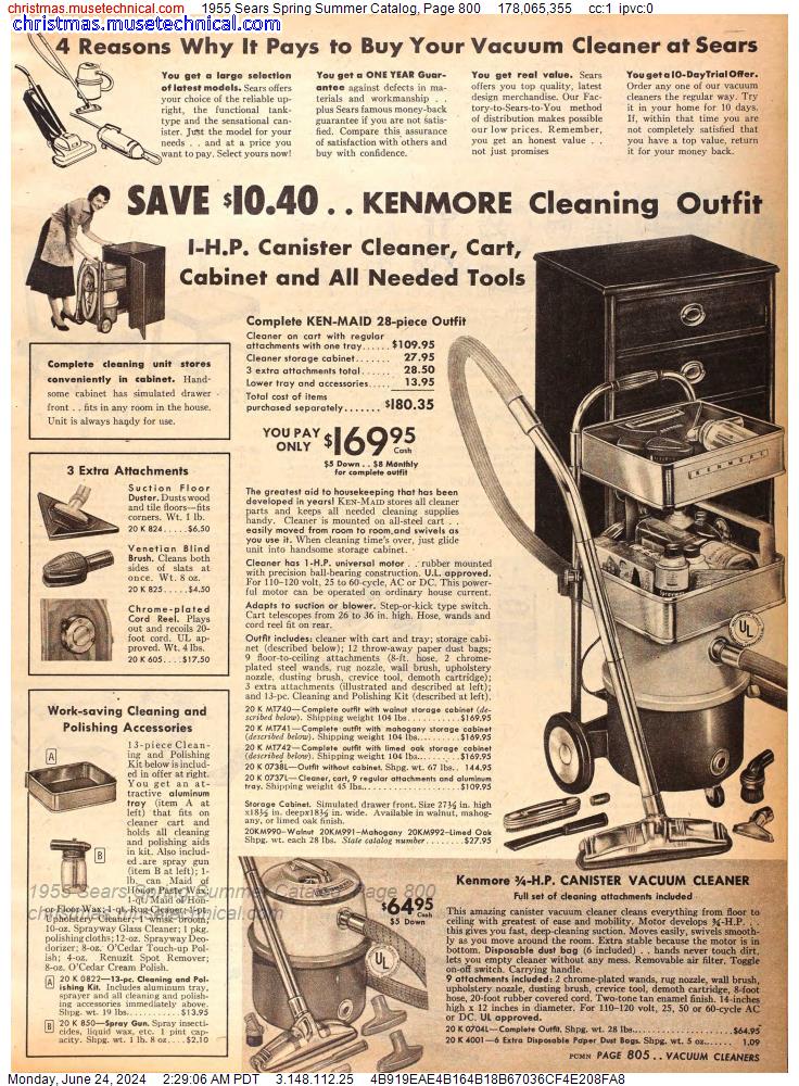 1955 Sears Spring Summer Catalog, Page 800