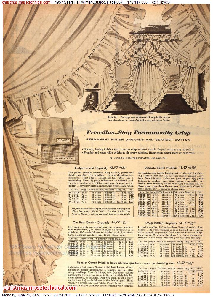 1957 Sears Fall Winter Catalog, Page 867