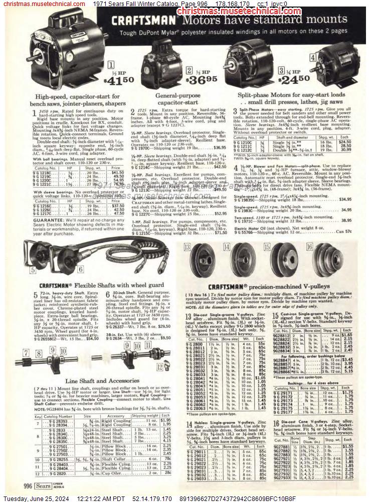 1971 Sears Fall Winter Catalog, Page 996