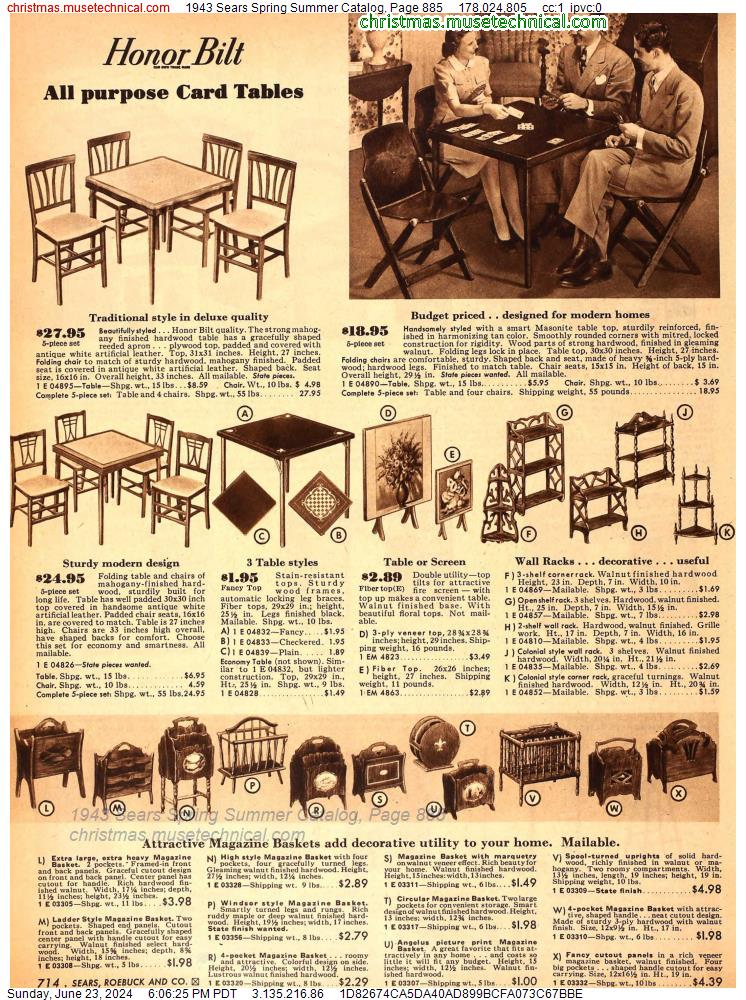 1943 Sears Spring Summer Catalog, Page 885