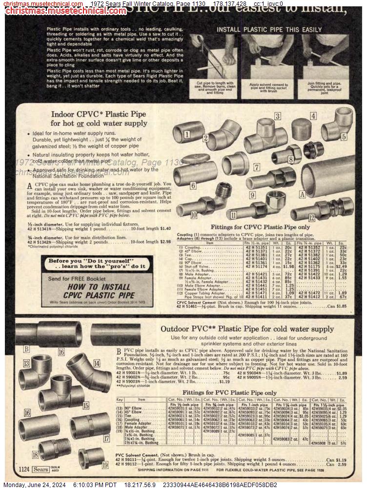1972 Sears Fall Winter Catalog, Page 1130