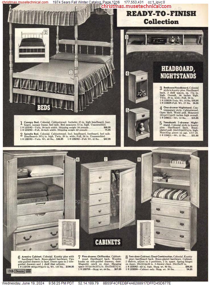 1974 Sears Fall Winter Catalog, Page 1316