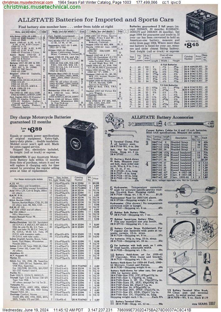 1964 Sears Fall Winter Catalog, Page 1003