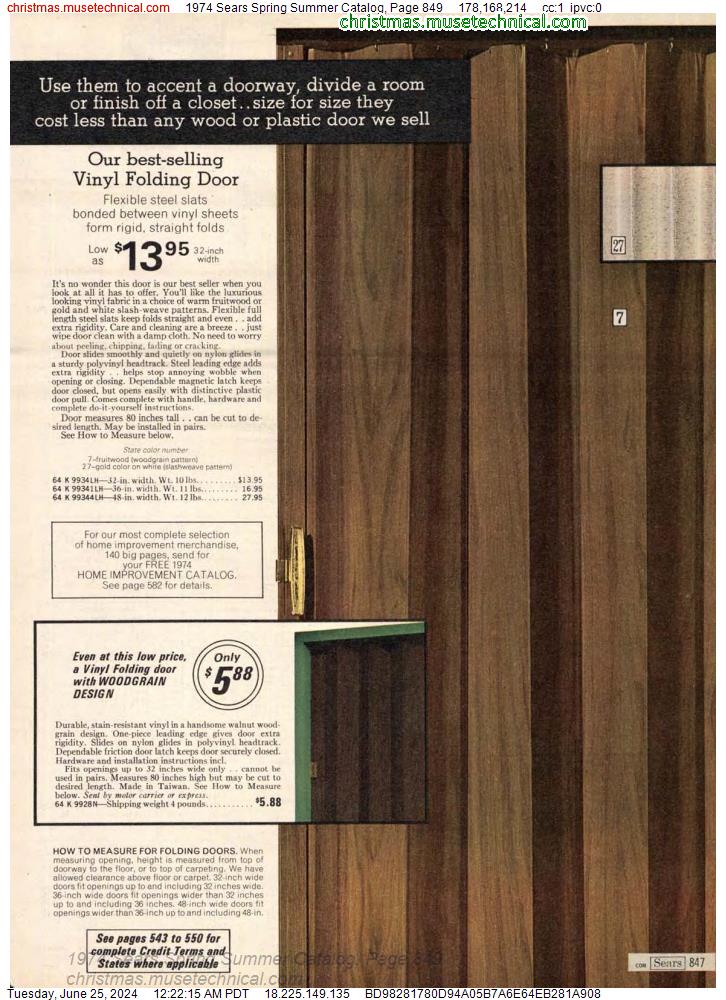 1974 Sears Spring Summer Catalog, Page 849
