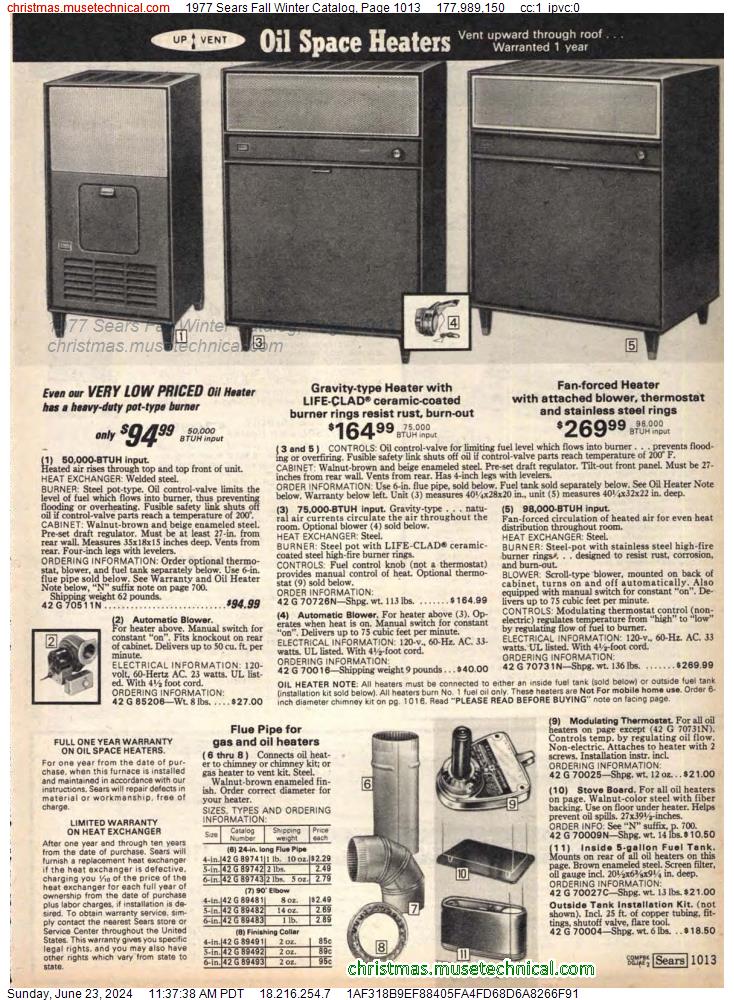 1977 Sears Fall Winter Catalog, Page 1013