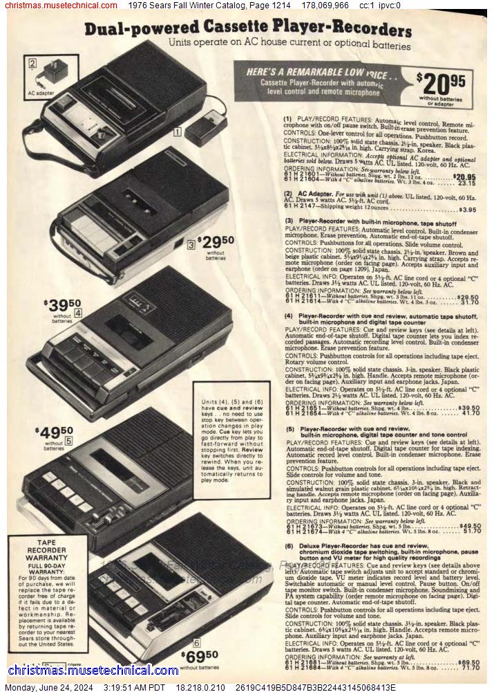 1976 Sears Fall Winter Catalog, Page 1214