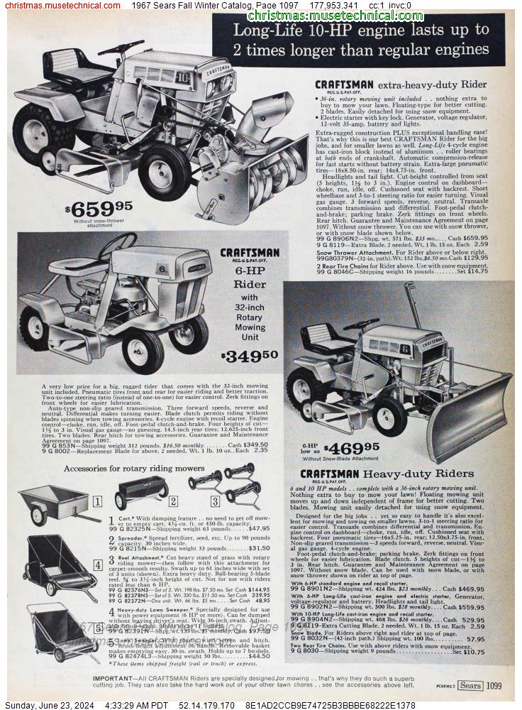 1967 Sears Fall Winter Catalog, Page 1097