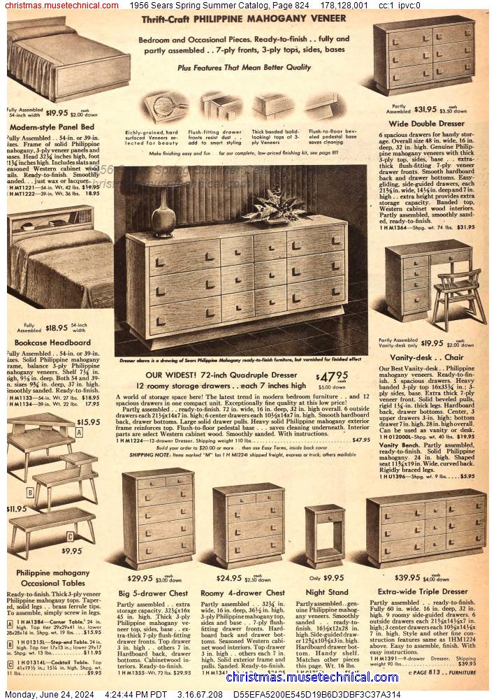 1956 Sears Spring Summer Catalog, Page 824