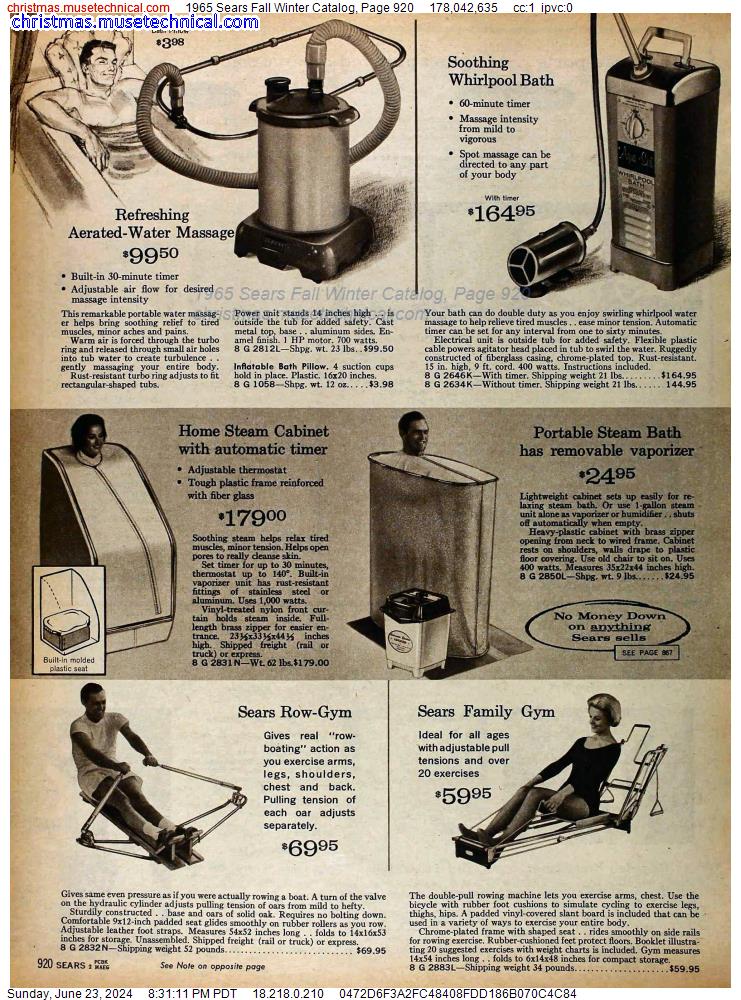 1965 Sears Fall Winter Catalog, Page 920