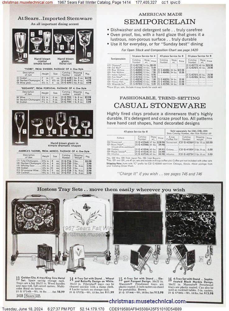 1967 Sears Fall Winter Catalog, Page 1414