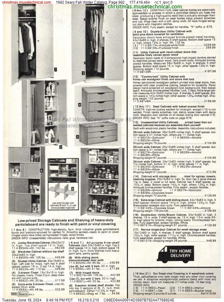 1982 Sears Fall Winter Catalog, Page 982