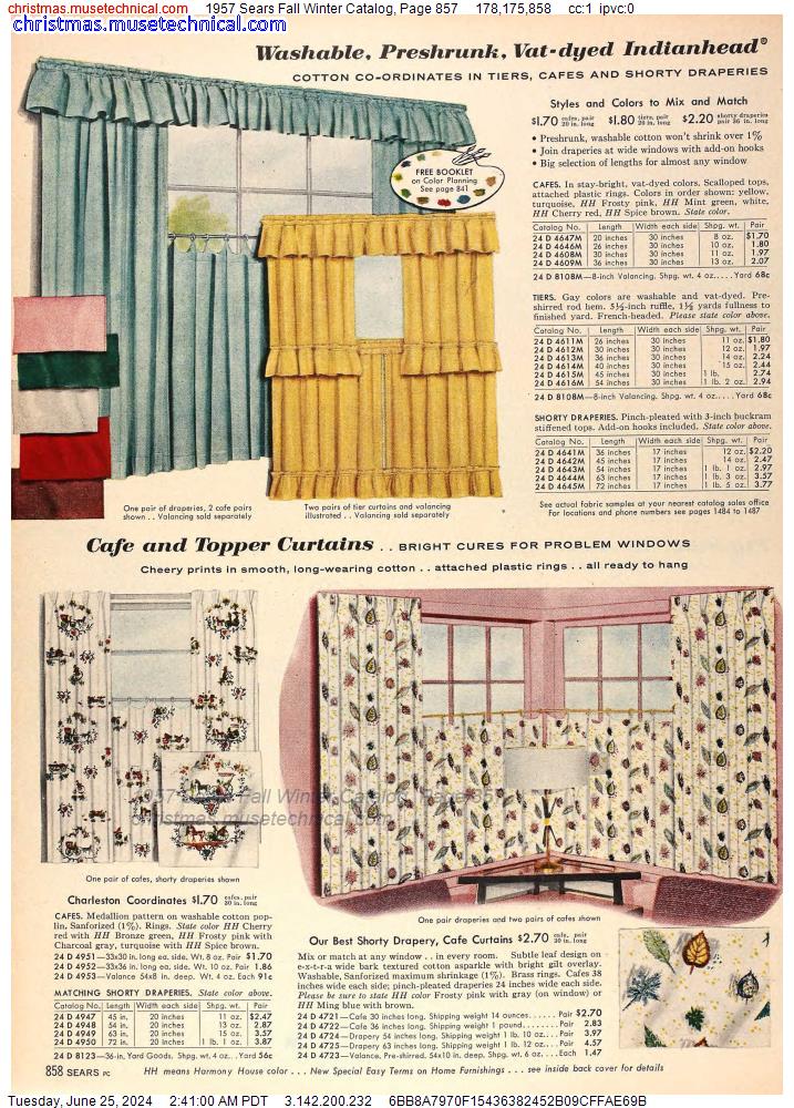1957 Sears Fall Winter Catalog, Page 857