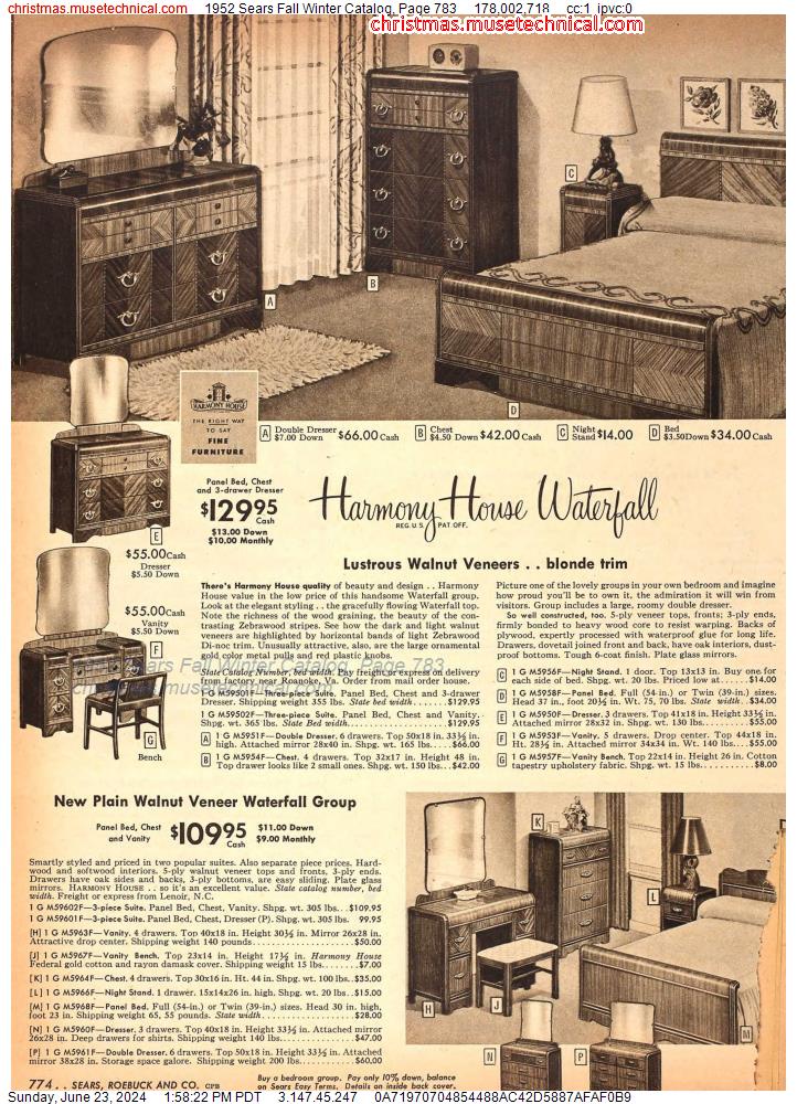 1952 Sears Fall Winter Catalog, Page 783